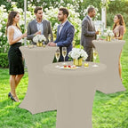 Spandex Cocktail Table Covers 4 Pack, Elastic Fitted Stretch Table Cloth, Round High Top Tablecloths for Bar, alternate view