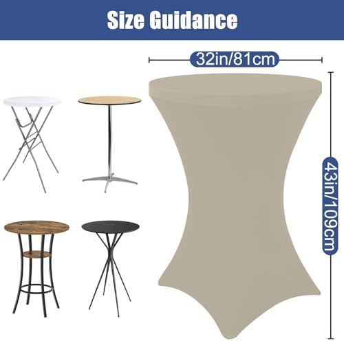 Spandex Cocktail Table Covers 4 Pack, Elastic Fitted Stretch Table Cloth, Round High Top Tablecloths for Bar, alternate view