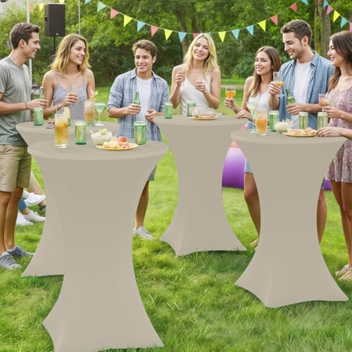 Spandex Cocktail Table Covers 4 Pack, Elastic Fitted Stretch Table Cloth, Round High Top Tablecloths for Bar, alternate view