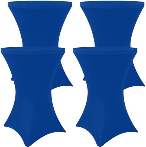 Spandex Cocktail Table Covers 4 Pack, Elastic Fitted Stretch Table Cloth, Round High Top Tablecloths for Bar