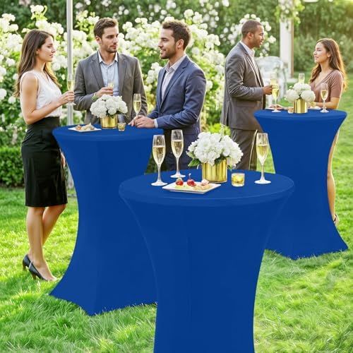 Spandex Cocktail Table Covers 4 Pack, Elastic Fitted Stretch Table Cloth, Round High Top Tablecloths for Bar, alternate view
