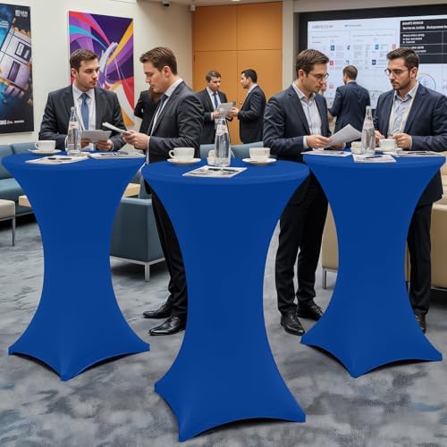 Spandex Cocktail Table Covers 4 Pack, Elastic Fitted Stretch Table Cloth, Round High Top Tablecloths for Bar, alternate view