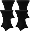Spandex Cocktail Table Covers 4 Pack, Elastic Fitted Stretch Table Cloth, Round High Top Tablecloths for Bar