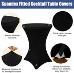 Spandex Cocktail Table Covers 4 Pack, Elastic Fitted Stretch Table Cloth, Round High Top Tablecloths for Bar, alternate view