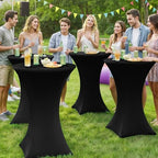 Spandex Cocktail Table Covers 4 Pack, Elastic Fitted Stretch Table Cloth, Round High Top Tablecloths for Bar, alternate view