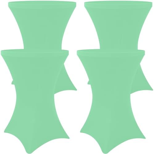 Spandex Cocktail Table Covers 4 Pack, Elastic Fitted Stretch Table Cloth, Round High Top Tablecloths for Bar
