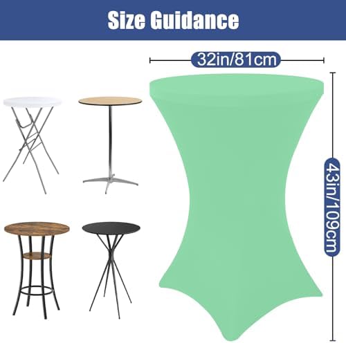 Spandex Cocktail Table Covers 4 Pack, Elastic Fitted Stretch Table Cloth, Round High Top Tablecloths for Bar, alternate view