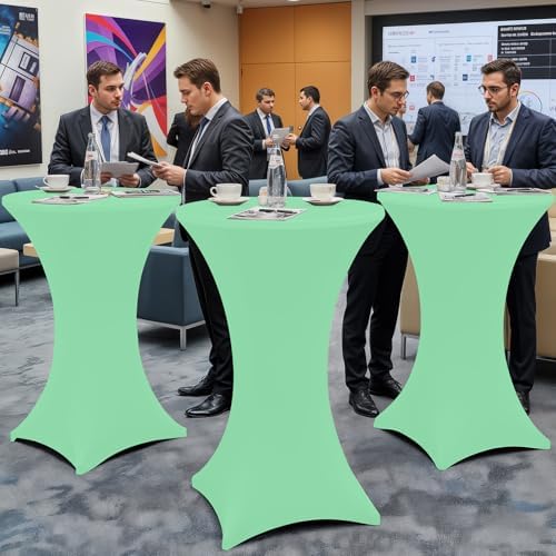 Spandex Cocktail Table Covers 4 Pack, Elastic Fitted Stretch Table Cloth, Round High Top Tablecloths for Bar, alternate view