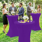 Spandex Cocktail Table Covers 4 Pack, Elastic Fitted Stretch Table Cloth, Round High Top Tablecloths for Bar, alternate view