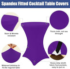 Spandex Cocktail Table Covers 4 Pack, Elastic Fitted Stretch Table Cloth, Round High Top Tablecloths for Bar, alternate view