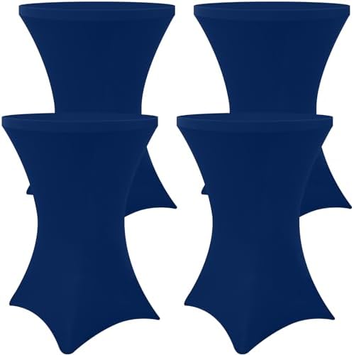 Spandex Cocktail Table Covers 4 Pack, Elastic Fitted Stretch Table Cloth, Round High Top Tablecloths for Bar