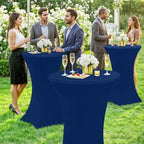 Spandex Cocktail Table Covers 4 Pack, Elastic Fitted Stretch Table Cloth, Round High Top Tablecloths for Bar, alternate view