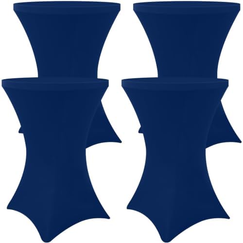 Spandex Cocktail Table Covers 4 Pack, Elastic Fitted Stretch Table Cloth, Round High Top Tablecloths for Bar