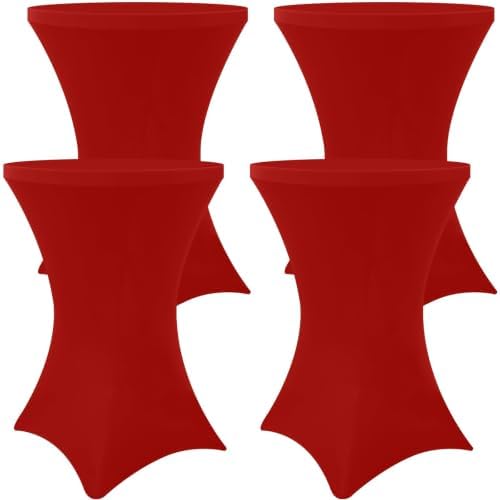 Spandex Cocktail Table Covers 4 Pack, Elastic Fitted Stretch Table Cloth, Round High Top Tablecloths for Bar