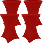 Spandex Cocktail Table Covers 4 Pack, Elastic Fitted Stretch Table Cloth, Round High Top Tablecloths for Bar
