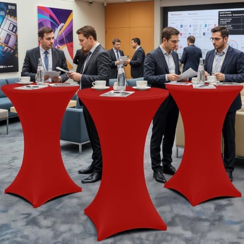 Spandex Cocktail Table Covers 4 Pack, Elastic Fitted Stretch Table Cloth, Round High Top Tablecloths for Bar, alternate view