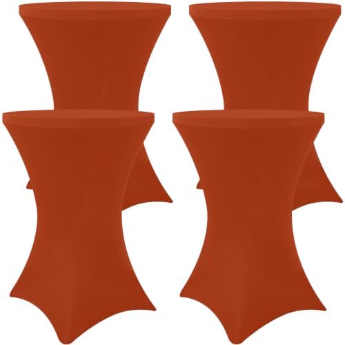 Spandex Cocktail Table Covers 4 Pack, Elastic Fitted Stretch Table Cloth, Round High Top Tablecloths for Bar