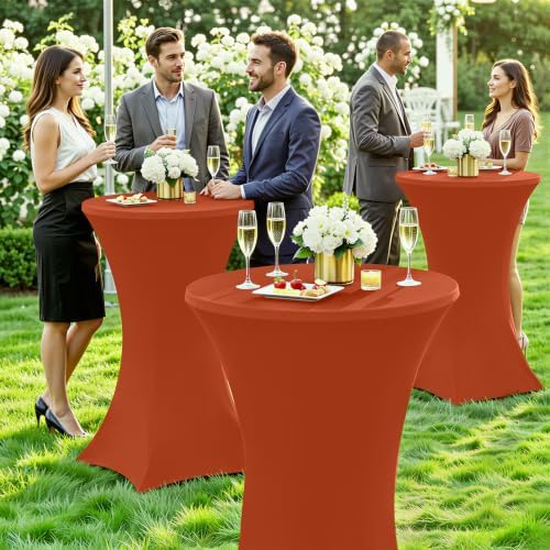 Spandex Cocktail Table Covers 4 Pack, Elastic Fitted Stretch Table Cloth, Round High Top Tablecloths for Bar, alternate view