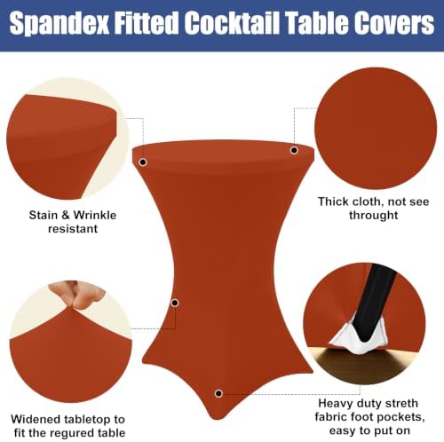 Spandex Cocktail Table Covers 4 Pack, Elastic Fitted Stretch Table Cloth, Round High Top Tablecloths for Bar, alternate view