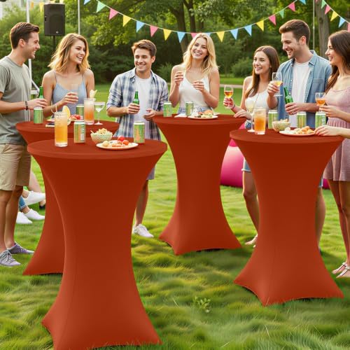 Spandex Cocktail Table Covers 4 Pack, Elastic Fitted Stretch Table Cloth, Round High Top Tablecloths for Bar, alternate view