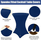 Spandex Cocktail Table Covers 4 Pack, Elastic Fitted Stretch Table Cloth, Round High Top Tablecloths for Bar, alternate view