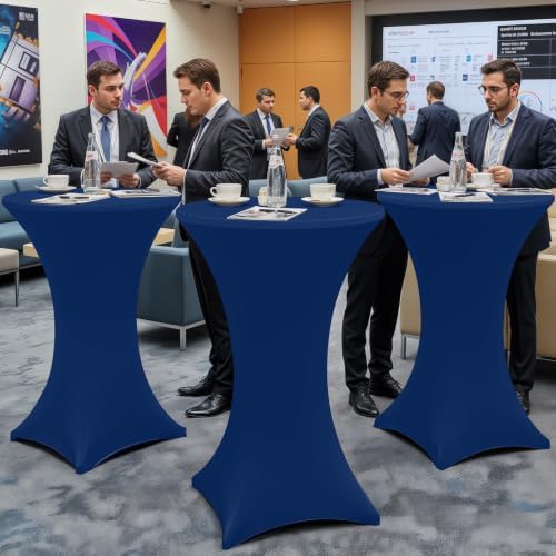 Spandex Cocktail Table Covers 4 Pack, Elastic Fitted Stretch Table Cloth, Round High Top Tablecloths for Bar, alternate view