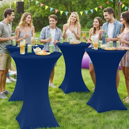 Spandex Cocktail Table Covers 4 Pack, Elastic Fitted Stretch Table Cloth, Round High Top Tablecloths for Bar, alternate view