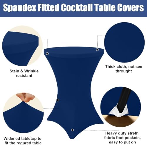 Spandex Cocktail Table Covers 4 Pack, Elastic Fitted Stretch Table Cloth, Round High Top Tablecloths for Bar, alternate view