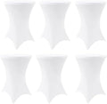 Spandex Cocktail Table Covers 6 Pack, Elastic Fitted Stretch Table Cloth, Round High Top Tablecloths for Bar