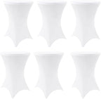 Spandex Cocktail Table Covers 6 Pack, Elastic Fitted Stretch Table Cloth, Round High Top Tablecloths for Bar