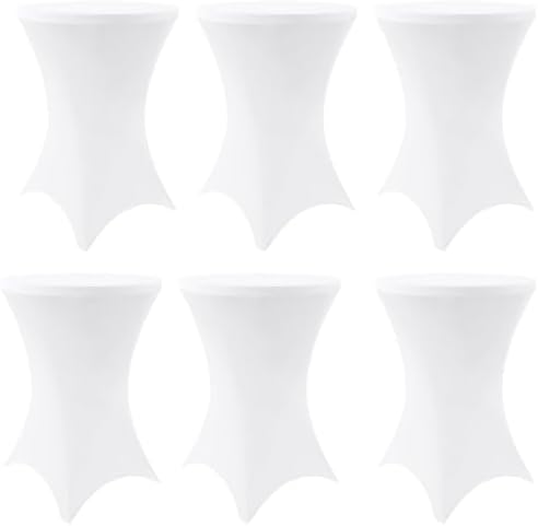 Spandex Cocktail Table Covers 6 Pack, Elastic Fitted Stretch Table Cloth, Round High Top Tablecloths for Bar