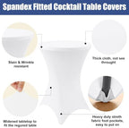 Spandex Cocktail Table Covers 6 Pack, Elastic Fitted Stretch Table Cloth, Round High Top Tablecloths for Bar, alternate view
