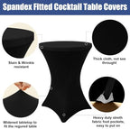 Spandex Cocktail Table Covers 6 Pack, Elastic Fitted Stretch Table Cloth, Round High Top Tablecloths for Bar, alternate view