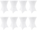 Spandex Cocktail Table Covers 8 Pack, Elastic Fitted Stretch Table Cloth, Round High Top Tablecloths for Bar