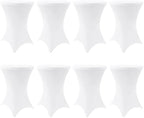 Spandex Cocktail Table Covers 8 Pack, Elastic Fitted Stretch Table Cloth, Round High Top Tablecloths for Bar