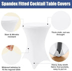 Spandex Cocktail Table Covers 8 Pack, Elastic Fitted Stretch Table Cloth, Round High Top Tablecloths for Bar, alternate view