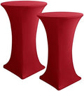 Spandex Dark Red Cocktail Table Covers Fitted for Christmas Parties 2 Pack