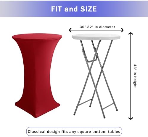 Spandex Dark Red Cocktail Table Covers Fitted for Christmas Parties 2 Pack, alternate view 3