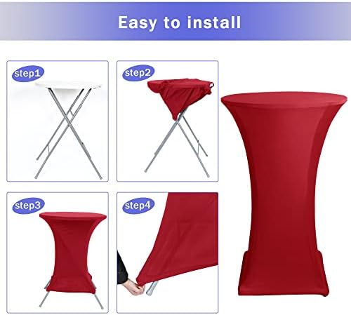 Spandex Dark Red Cocktail Table Covers Fitted for Christmas Parties 2 Pack, alternate view 5