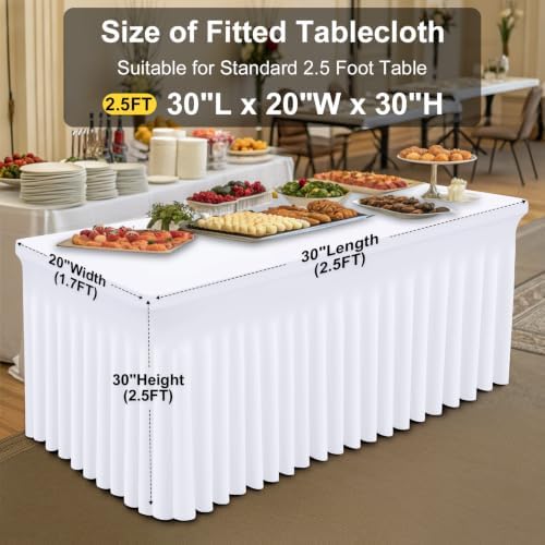 Spandex Elastic Fitted Table Cloth Skirt for 2.5FT Rectangle Table, alternate view 3