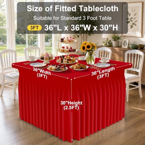 Spandex Elastic Fitted Table Cloth Skirt for 3FT Square Table, alternate view 3