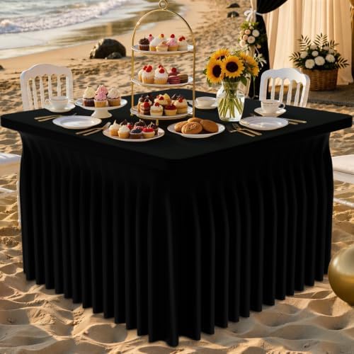 Spandex Elastic Fitted Table Cloth Skirt for 5FT Square Table, alternate view 2