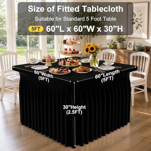 Spandex Elastic Fitted Table Cloth Skirt for 5FT Square Table, alternate view 3
