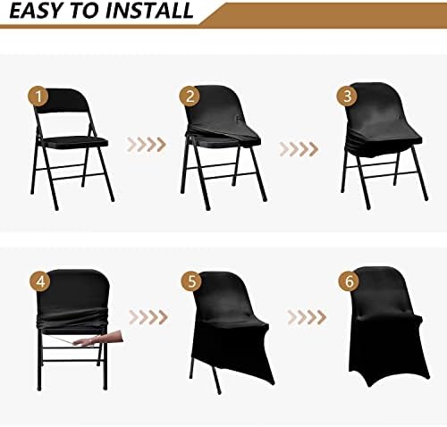 Spandex Folding Chair Covers, Black Folding Chair Slipcovers 20 PCS, Universal Fitted Chair Slipcovers for, alternate view 5