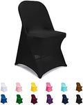 Spandex Folding Chair Covers, Black Folding Chair Slipcovers 6 PCS, Universal Fitted Chair Slipcovers for