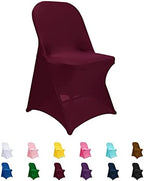 Spandex Folding Chair Covers, Burgundy Folding Chair Covers 6 PCS, Universal Fitted Chair Slipcovers for