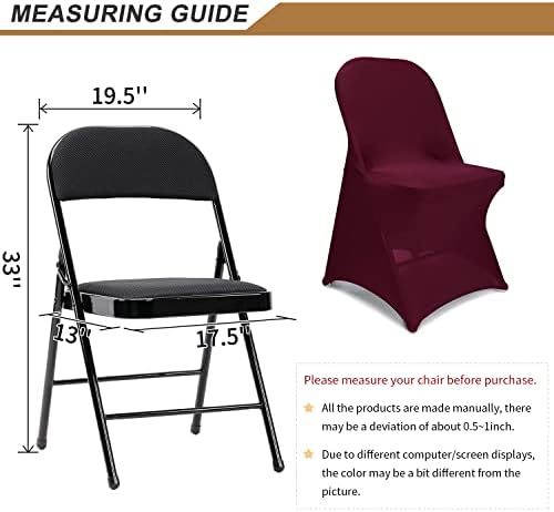Spandex Folding Chair Covers, Burgundy Folding Chair Covers 6 PCS, Universal Fitted Chair Slipcovers for, alternate view 2