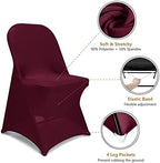 Spandex Folding Chair Covers, Burgundy Folding Chair Covers 6 PCS, Universal Fitted Chair Slipcovers for, alternate view 4