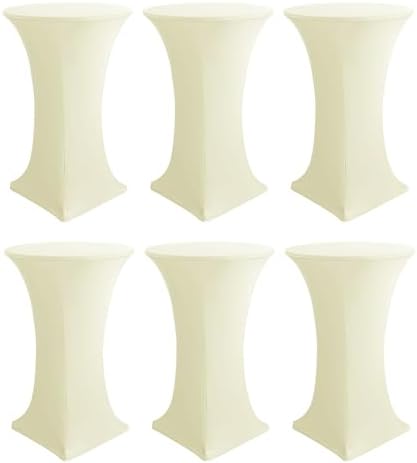 Spandex Ivory Cocktail Table Covers for 30-32 Inch High Top Pub 6 Pack