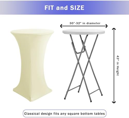 Spandex Ivory Cocktail Table Covers for 30-32 Inch High Top Pub 6 Pack, alternate view 3